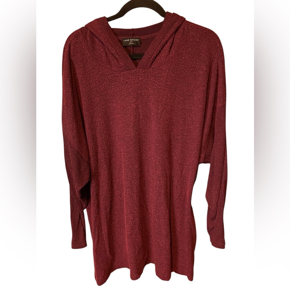 Lane Bryant Rich Red Hooded Sweater Size 22/24 Cozy Plus Size Fall Pullover